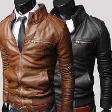 2014 New Men Leather Jacket Zipper Motorcycle Jackets Winter and Autumn Outwear Clothing Long sleeved Men’s Leather Coat
