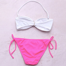 Jewelry Bandeau Padded Bra Push Up Sexy Swimwear Bikini Set Bathing Suit 2015 Summer Free Shipping