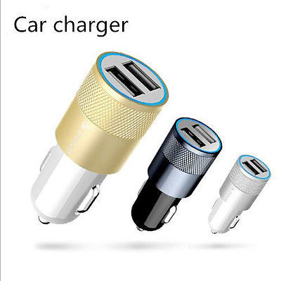 New 2 1A 1A Aluminum material Dual 2 Port Universal USB Car Charger For iPhone 5