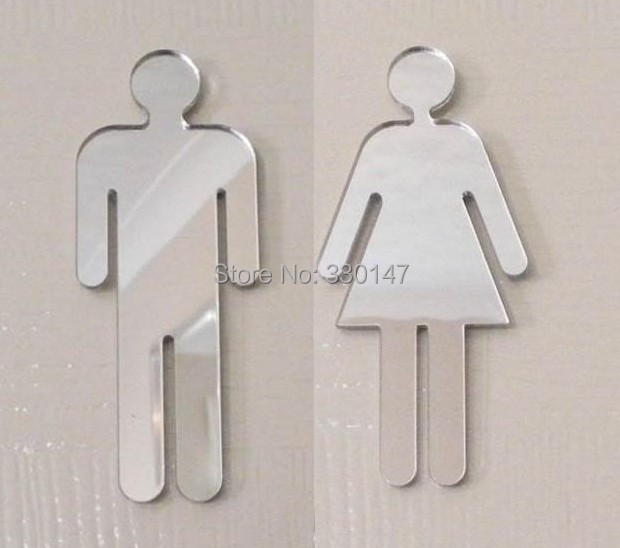 2015 Adesivo De Parede 2 Style Set Bathroom Men And Women Sign Acrylic 3d Mirror Wall