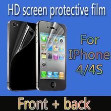 Free shipping – HD clear screen protector for iPhone 4 4S clear screen protective film screen guard with cleaning cloth for gift