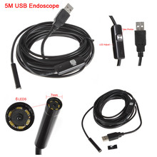 Endoscope 5m Cable 7mm Lens Waterproof Mini USB Endoscope Camera Borescope Tube Snake Scope 6 LEDs
