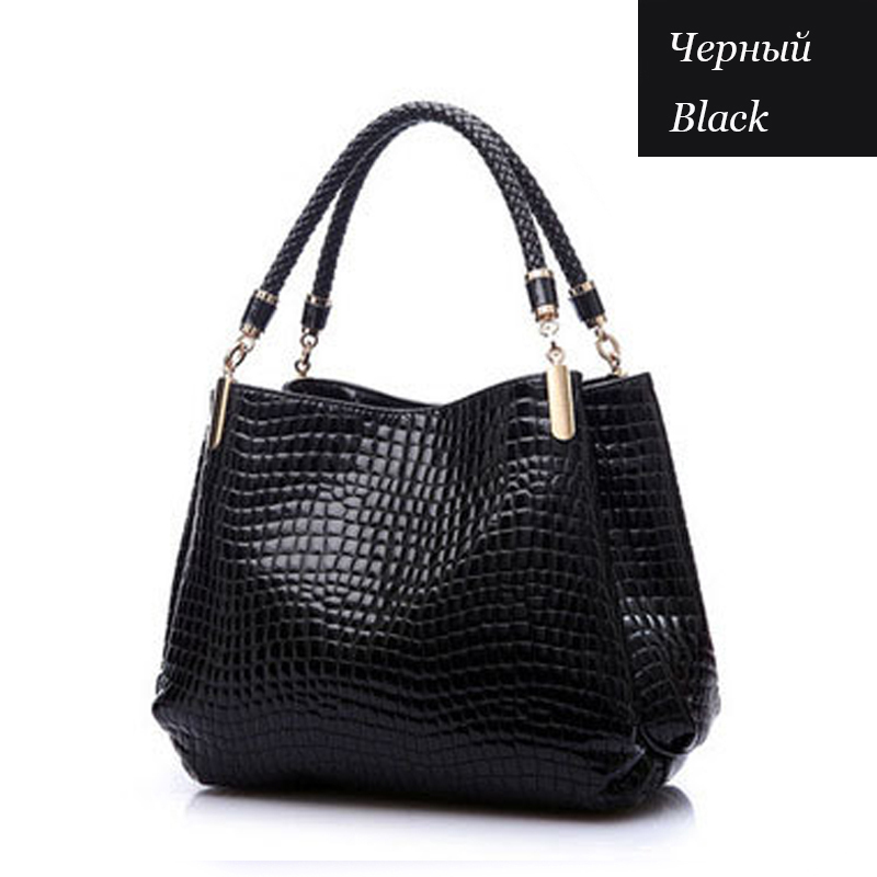 2015 Alligator Leather Women Handbag Bolsas De Couro Fashion Famous Brands Shoulder Bag Black Bag Ladies