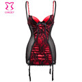 Red Satin Black Floral Lace Mesh Padded Erotic Lingerie Plus Size Women Nightwear Sleepwear Sex Dress