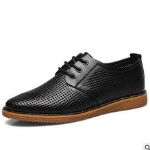 Men’s Flats Shoes Summer Fashion New Breathable Hollow Men’s Business Casual Shoes Leather Shoes Men Shoes Black/Brown 38-46