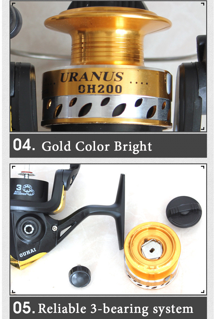 2015 Low priced fishing spinning reel aluminum alloy spool OH 200 fishing Apparatus 5.51 Bearings three spinning fishing reel pesca   (12)