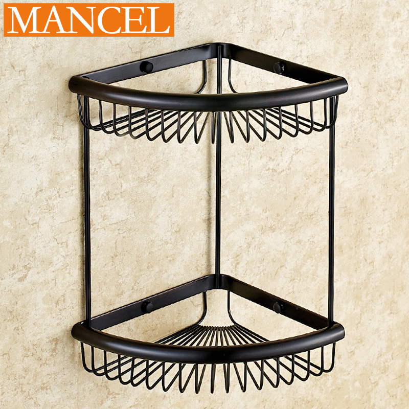 MANCEL Bathroom Shelf Oil rubbed Bronze all Solid Copper Dual Tier