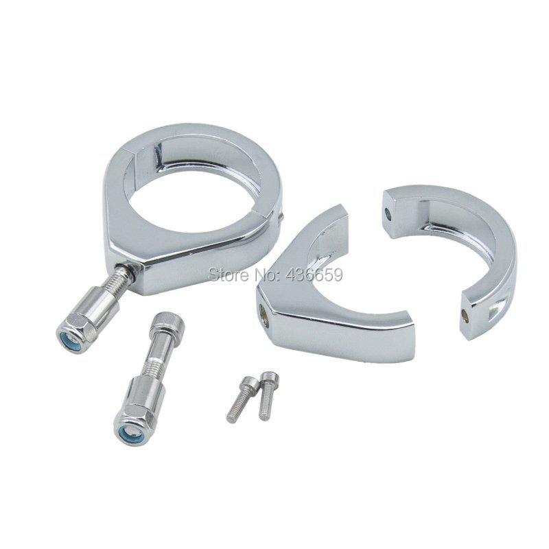 Motorcycle Pair Chrome 49mm Turn Signal Fork Clamps For Harley Dyna Glide FXD FXDC 2007 2014