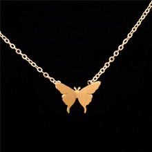1pcs 2015 Fashion Animal Pendant Gold/Silver Danity Butterfly Stainless Steel Charm Necklace For Women