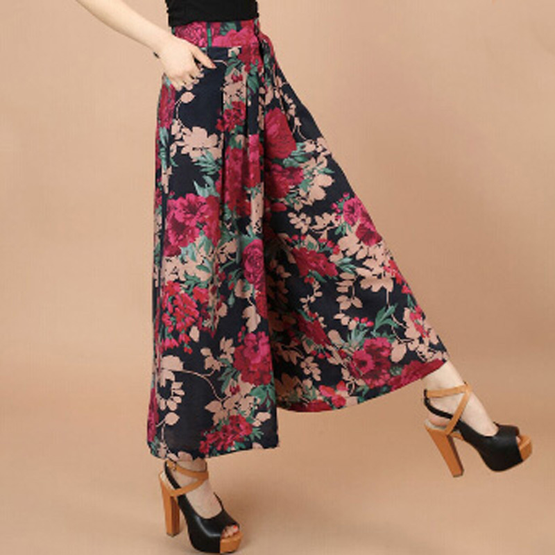 Pattern Dress Pants | plus size summer women print flower pattern wide leg loose Pattern Dress Pants | plus size summer women print flower pattern wide leg loose