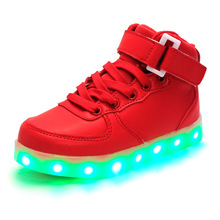 HOt USB Kids Led Shoes 2016 New Mesh Fashion Led Sneakers For Children’s Breathable Sport Lighted Luminous Boys Girls Shoes