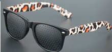 1pcs pinhole glasses eye exercise eyesight vision for men women improve vision eyewear leopard camouflage frame