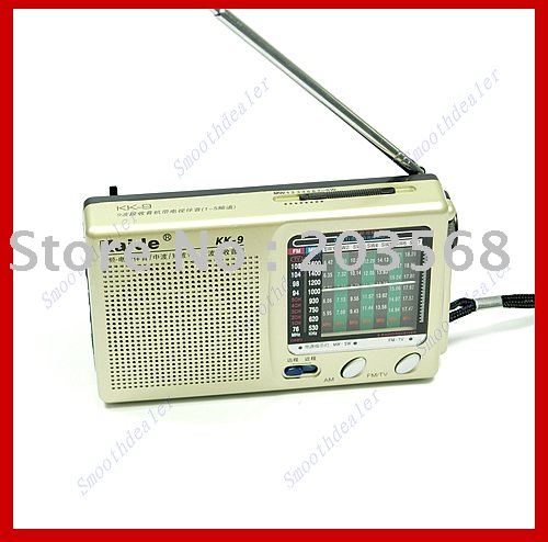 D19 Free shipping Pocket Radio Compact Kaide KK 9 TV FM AM SW1 7 Receiver