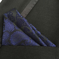 QXY mens fashion pocket square men tie handkerchief black blue banquet paisley polyester silk scarf F013