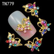 10pcs Glitter Butterfly Rhinestones 3d Nail Art Decorations, Alloy Nail Sticker Charms Jewelry for Nail Gel/Polish Tools TN779