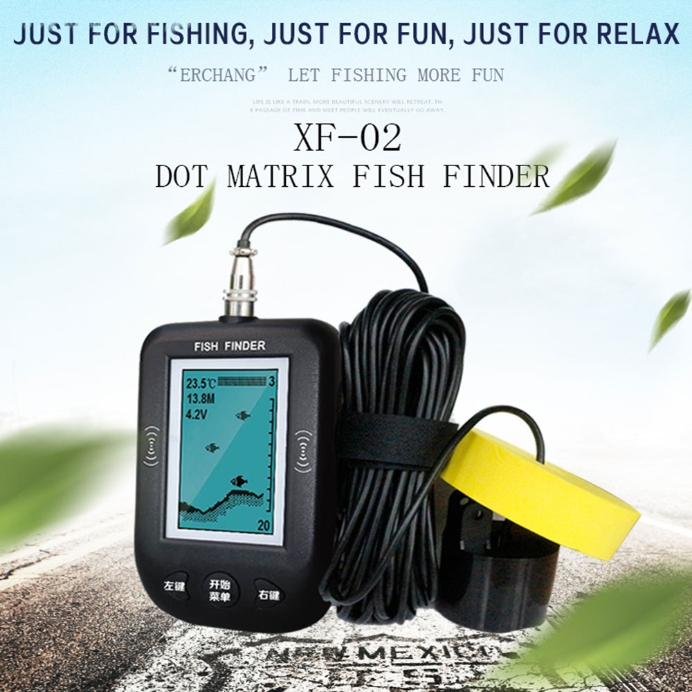 Фотография Portable English Wired Fish Finder Echo Sounder for Fishing Alarm Electronic XF-02 Signal Depth Sensor Boat Sonar Box Pesca Tool