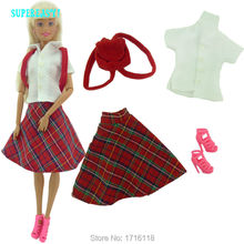 Fashion Daily Outfit T Shirt Skirt font b Tartan b font Design British Preppy Style Bag