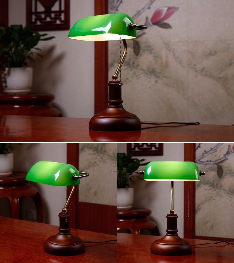 Contains Bulb Vintage Lighting for Bedside Bedroom Bar Living Room Cafe Bar Decoration Vintage Desk Lamp Glass Shade Table Lamp ，Wood Base Desk Accent Lamp