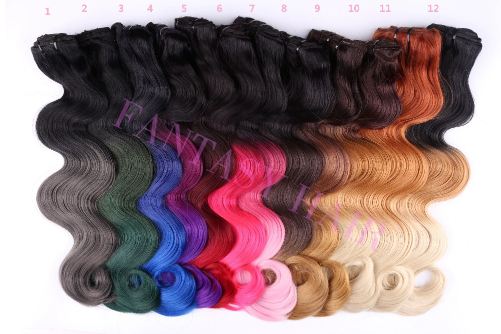 Cheap Clip In Hair Extensions Synthetic Hair Ombre Hair Color