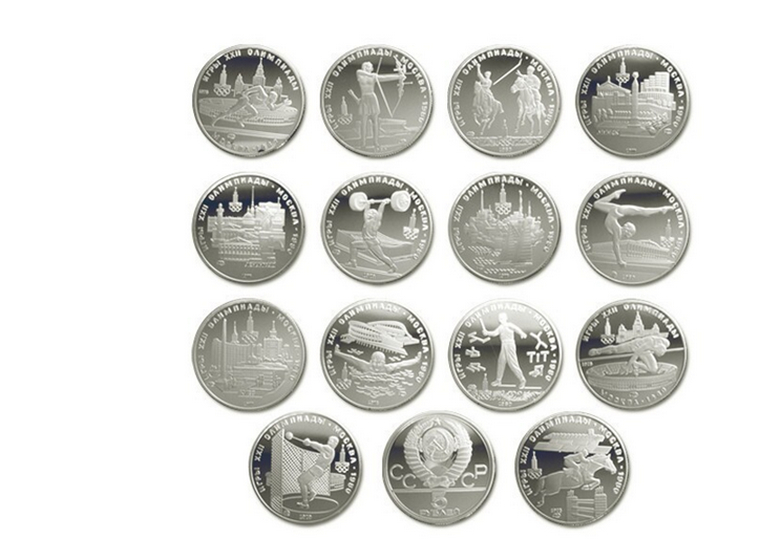 28 Pcs Set Of 28 metal craft Coins XXII Summer Olympic Games In Moscow In 1980 Silver Clad Russia souvenir Coin gift