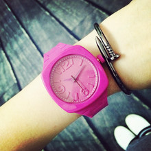 Fashion Trend Sports Square Jelly Candy Korean Silicone Quartz Wrist Watch Gift for Students Lovers Women