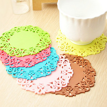 2016 Retro 6Pcs/L Lace Flower Doilies Silicone Coaster Coffee Table Cup Mats Pad Placemat Kitchen Accessories Cooking Tools