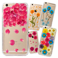 New Floral Sticking Dried Flowers TPU Soft Back Cover Case for iPhone 6 6s Plus 5
