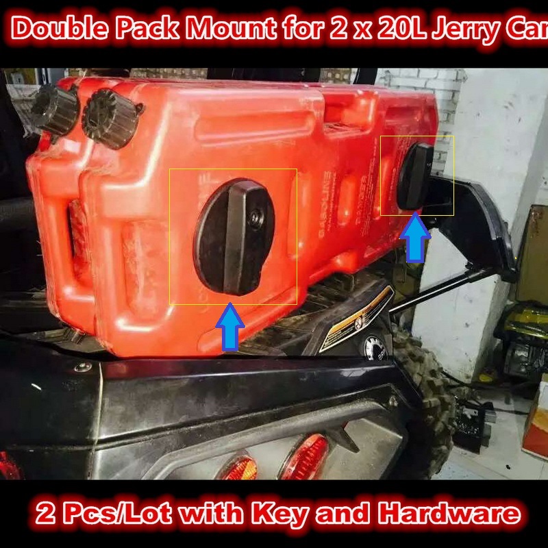 Double Jerry Can Bracket 2 pcs/lot 20L 30L 5gal ATV Fuel Tank Pack Mount Lock Gas Oil Can Holder Motorcycle Petrol Tank Fastener