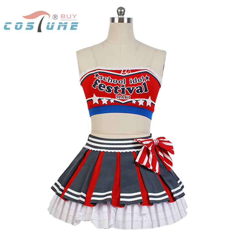 Lovelive Love Live Maki Nishikino Cheerleaders Uniform Strapless Skirt Anime Halloween Cosplay