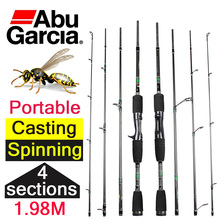 1.98m cheap abu garcia casting spinning carbon fiber fishing rod 4 sections casting rod for fishing spinning baitcasting pole