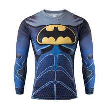 2016 superhero superman, batman, spiderman men long sleeve T-shirt compressed bodice fitness running T-shirt