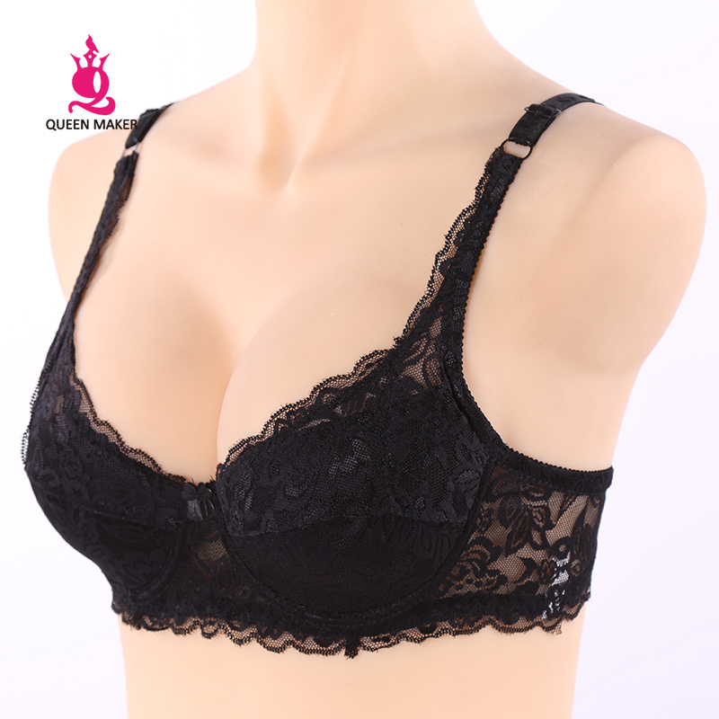 QueenMaker Lady Ultrathin sexy Lace Bra Underwire 3 4 Cup Brassiere women Underwear 34 36 38