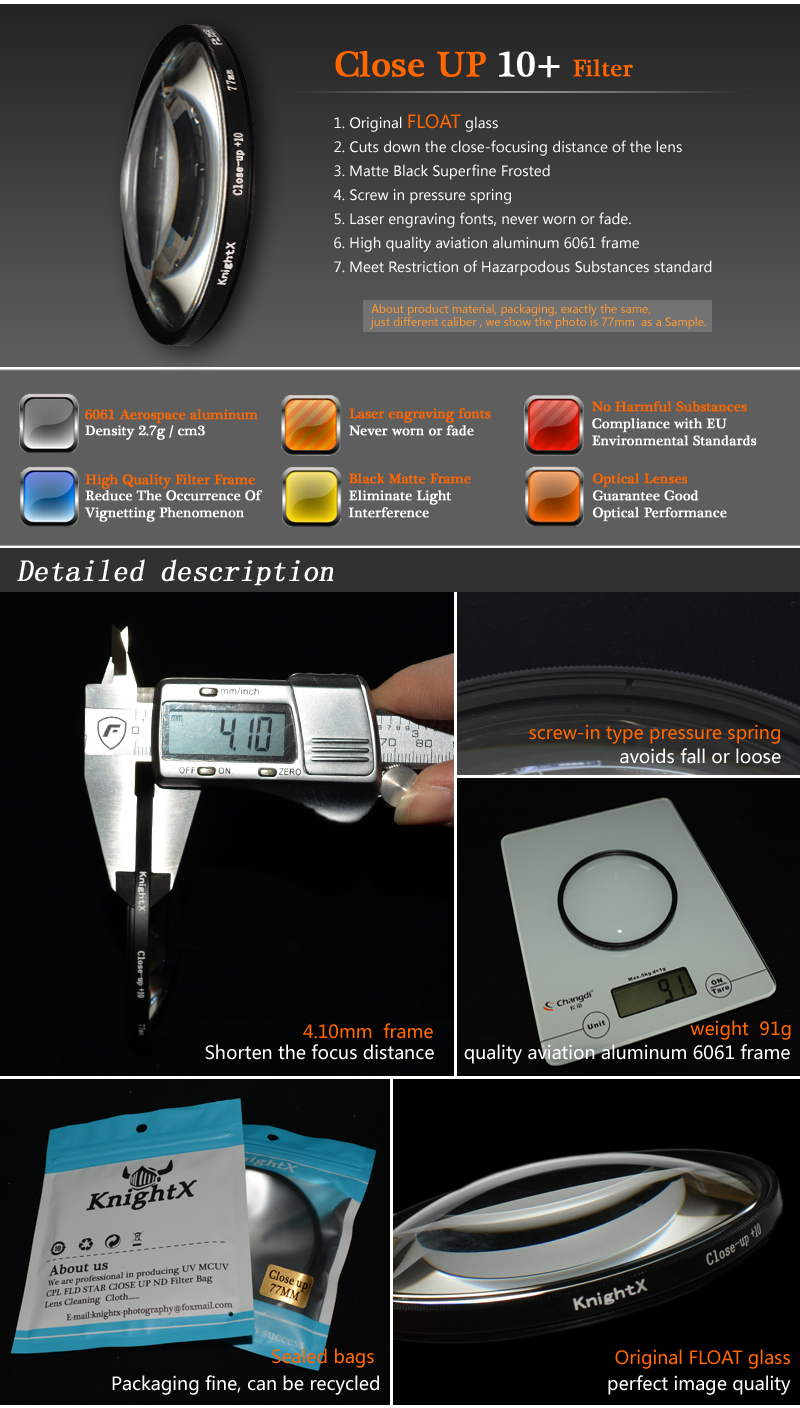Description Picture 2 of itemKnightX 52 58 67 mm Macro Close Up lens Filter for Pentax Sony Nikon Canon EOS DSLR d5200 d3300 d3100 d5100 camera lens lenses