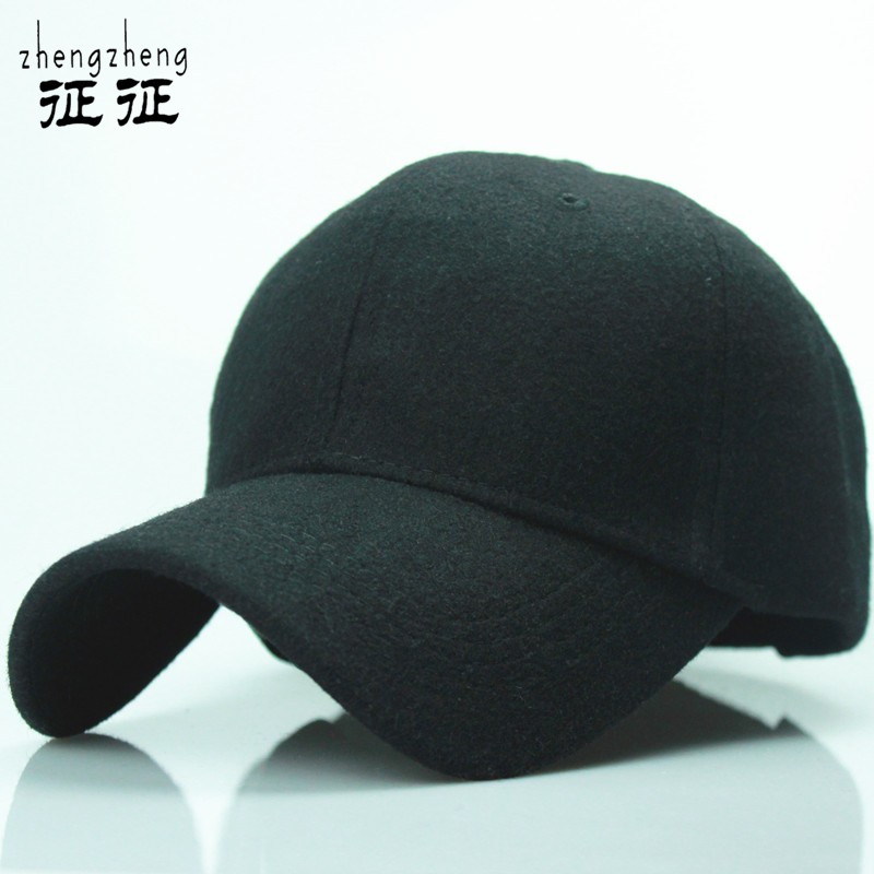 2015 new solid men s wool baseball cap winter cap warm bone snapback hat gorras fitted