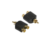 2pcs/lot Gold 1 to Phono Splitter/Joiner Adapter 2 RCA Sockets to 1 RCA Phono Plug Phono AV Audio Video Y Splitter Adaptor