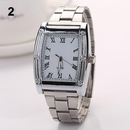 Fashion Mens Stainless Steel Band Square Business Quartz Analog Wrist Watches 