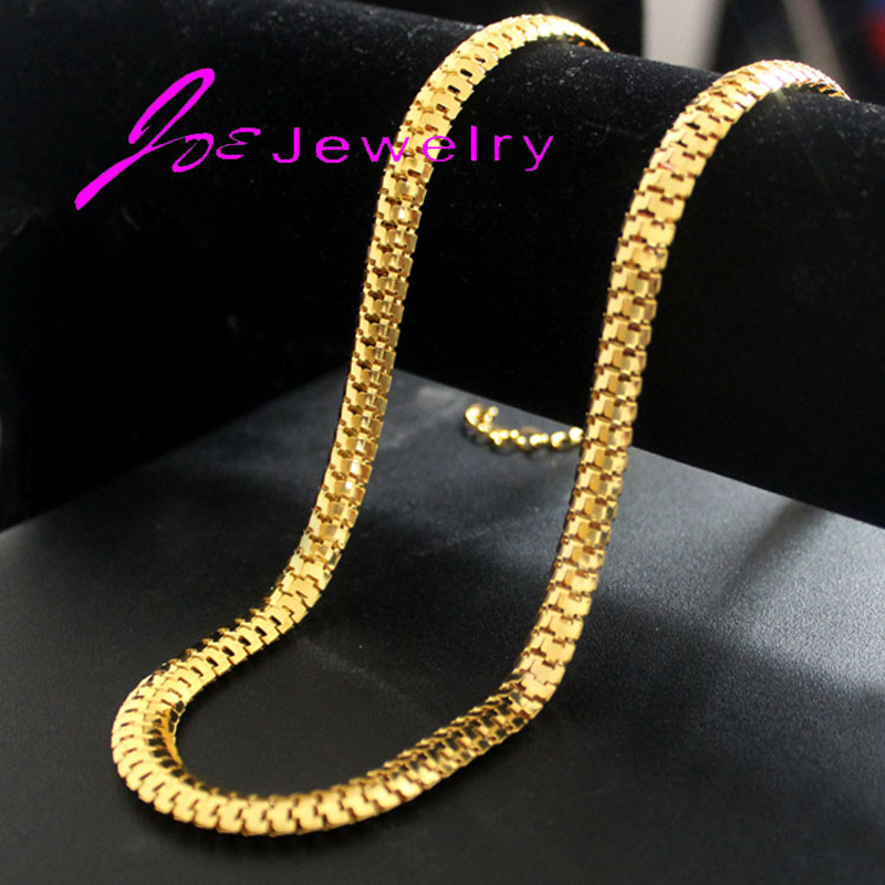 18K Real Gold Necklace 18K gold chain for Men fine jewelry New Trendy 2 Colors 7mm