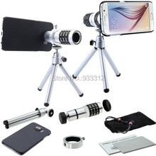 Free Ship/12X Optical Zoom Telescope Objective Clip Camera Smartphone Lens+Hard Cover Case For Samsung Galaxy S6/S6EAGE/S5/NOTE4