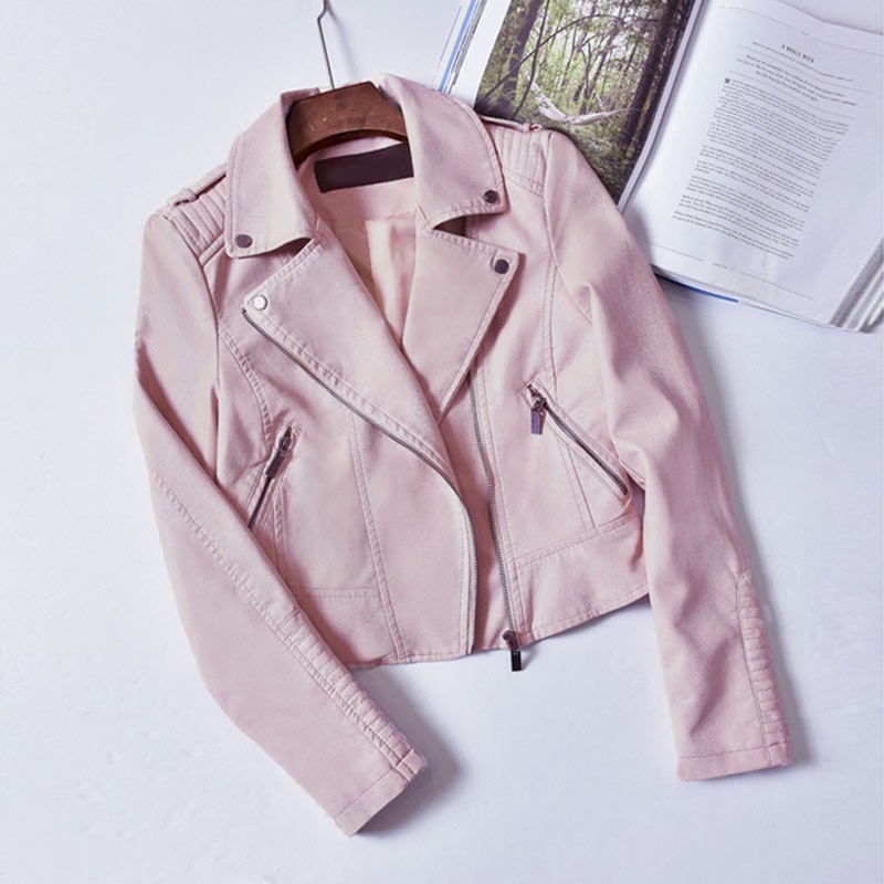 pink leather jacket