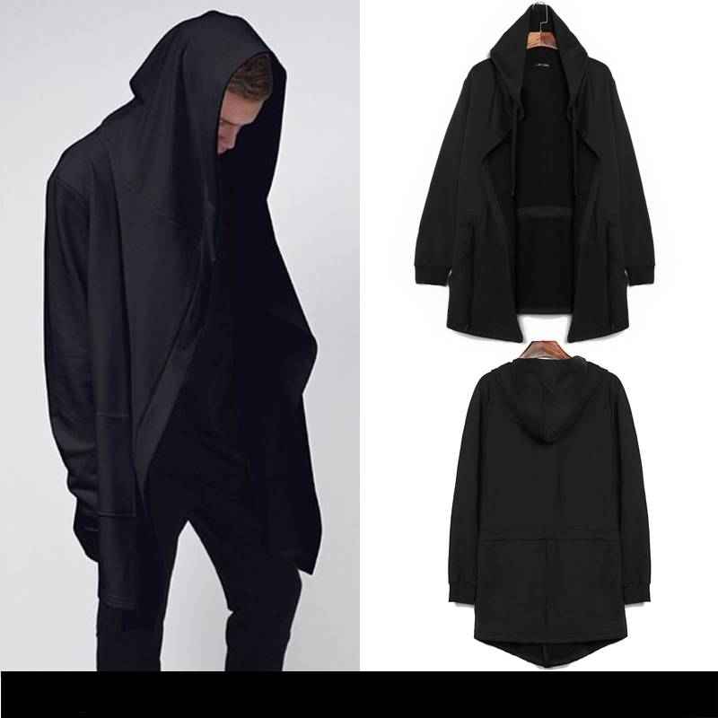 The wizard's Cloak mens belt Hoodie long-sleeve casual pullover Lengthen hoodies casual outerwear/sweatshirt