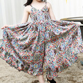 Girls Clothing 2016 New Children Pleated Rompers printed Bohemian beach Wide Leg pants Girls Clothes Jumpsuits