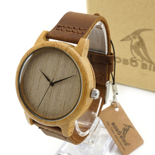 2016 New Wooden Watch Luxury Brand Round Wood Case Elegant Men Quartz Wrist Gift Dress Men’s Leather Strap Watches