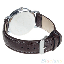 Hombres de números romanos Faux Leather Band cuarzo reloj de pulsera analógico negocios