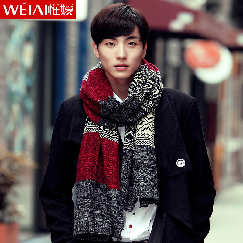 2015 winter male lovers design yarn knitted scarf autumn and winter yarn twisted color block decoration