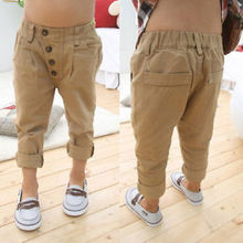 Children Baby Clothes Kid Boys Retro Khaki Casual Pants Straight Trousers 2 7Y