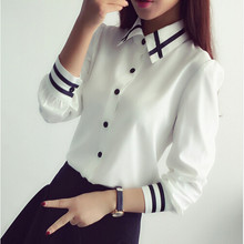 Women Blouses New Arrival Fashion 2016 Korean Style Long Sleeve Chiffon Ladies Office Shirt White Tops Formal