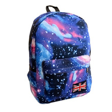 Fashion Women Stars Universe Space printing backpack School Book Backpacks British flag Stars bag free shipping HW03048