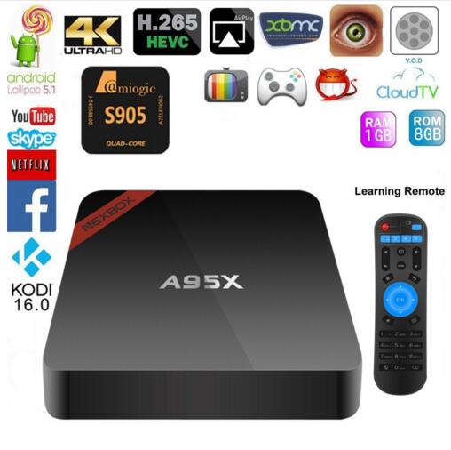 A95X NEXBOX Smart TV Box Android 5.1 Amlogic S905 Quad-Core 64 bit XBMC 4K 1G/8G Mini PC WiFi LAN DLNA Miracast HD Media Player