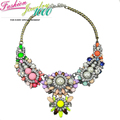 Vintage Shourouk Rainbow Crystal Pearl Flower Chunky Statement Bib Choker Necklace Fashion Jewelry For Women Free