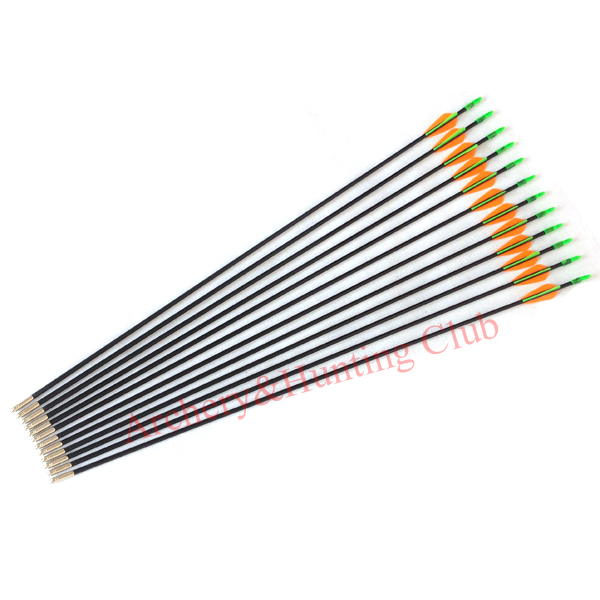 12pcs outerwear fixed arrow tips and nocks fiberglass arrow shaft target archery arrows 6mm OD recurve
